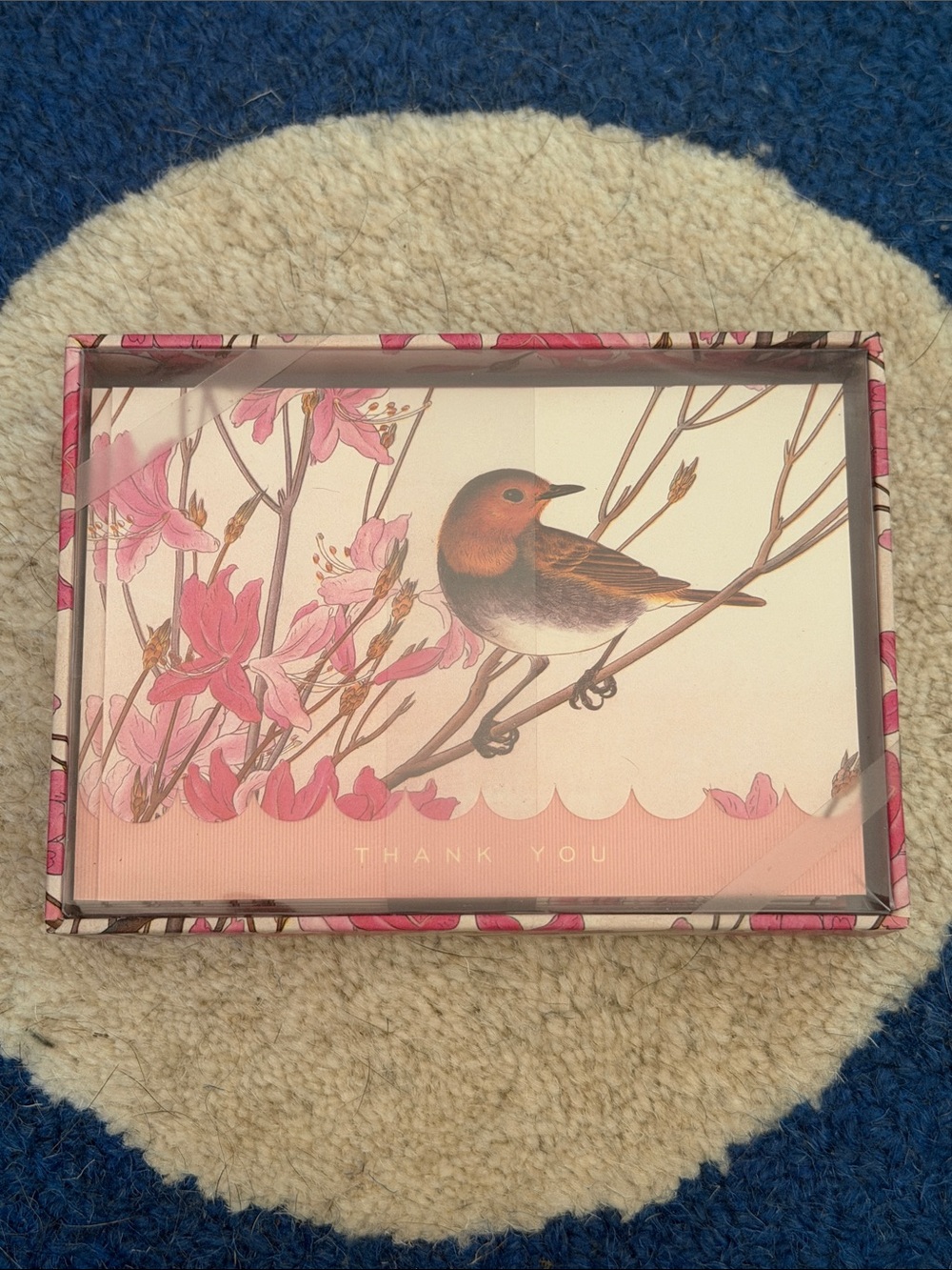Bird and Pink Floral Thank You Card Set